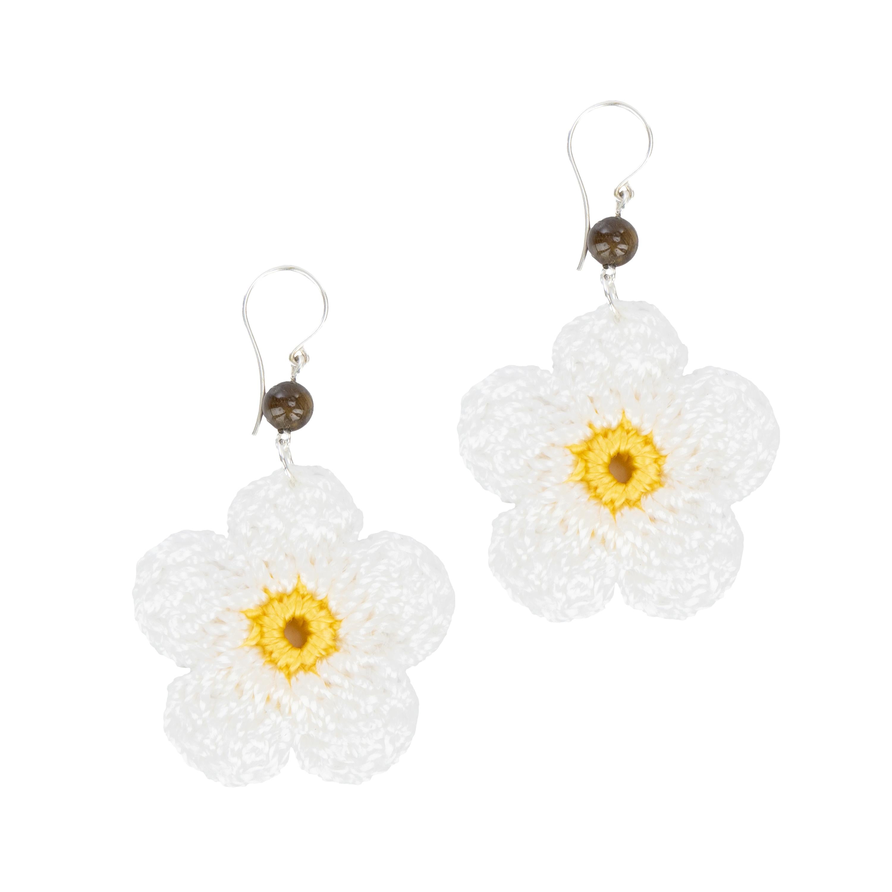 The Sak Leilani Floral Earrings - Hand Crochet - Natural