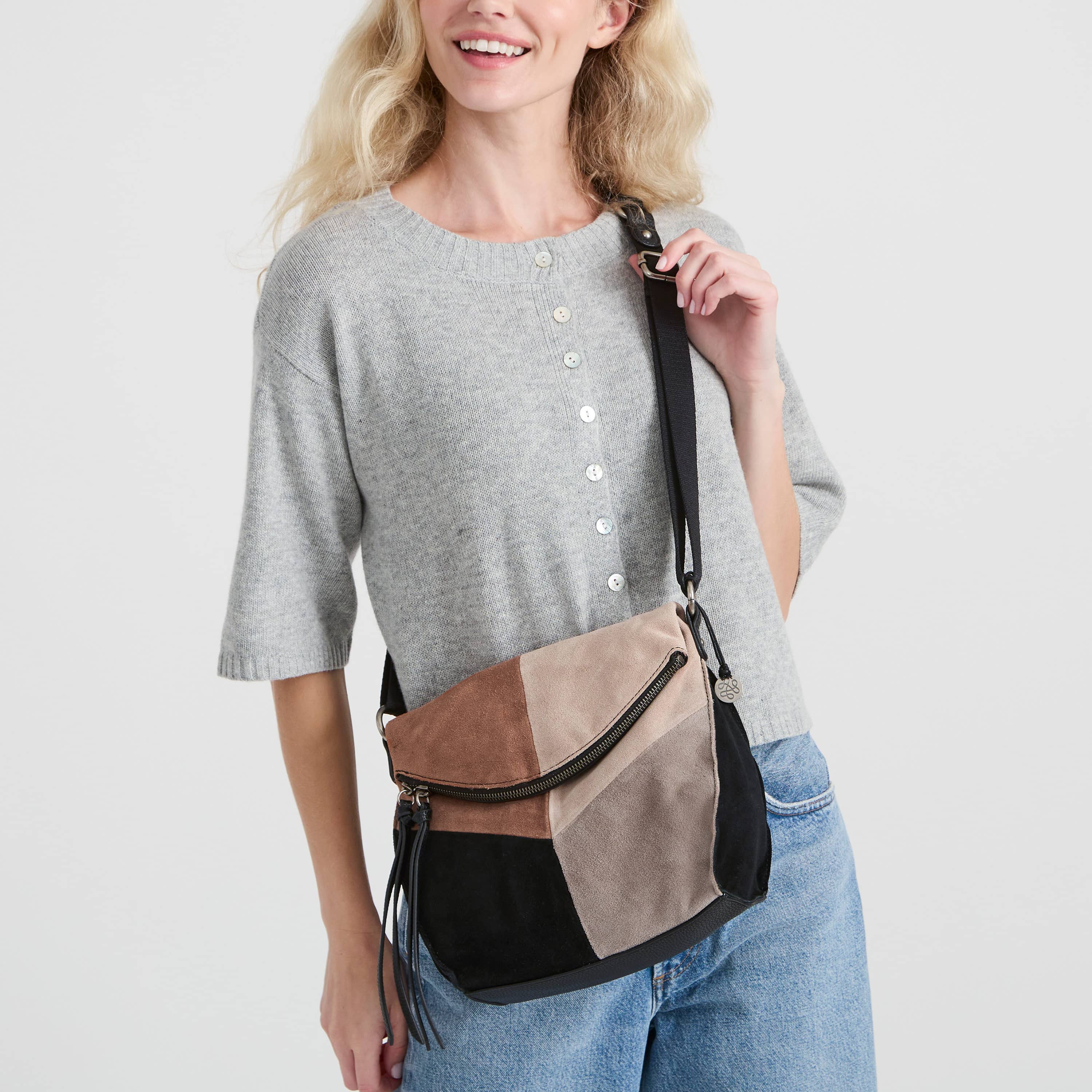 The Sak Silverlake Flap Crossbody - Leather - Neutral Suede Block