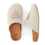 The Sak Bolinas Clog - Hand Crochet - Ecru Rosewood Heart