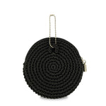 The Sak Circle Coin Pouch - Hand Crochet - Black Silver Heart
