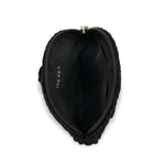 The Sak Circle Coin Pouch - Hand Crochet - Black Silver Heart