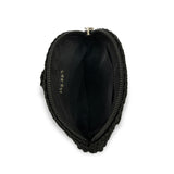 The Sak Circle Coin Pouch - Hand Crochet - Black Silver Heart