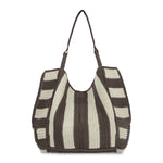 The Sak Los Feliz Large Tote - Hand Crochet - Mushroom Stripe