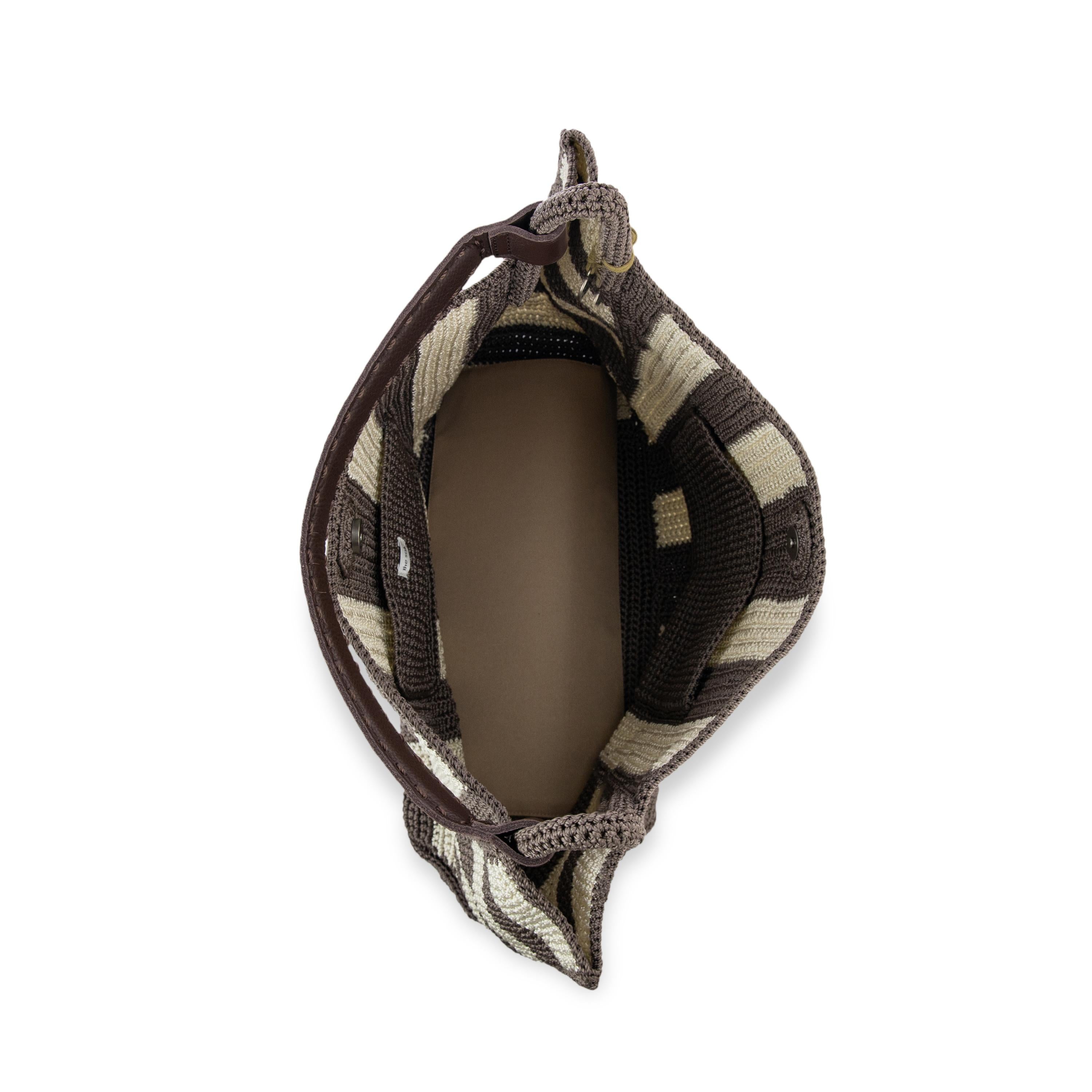 The Sak Los Feliz Large Tote - Hand Crochet - Mushroom Stripe