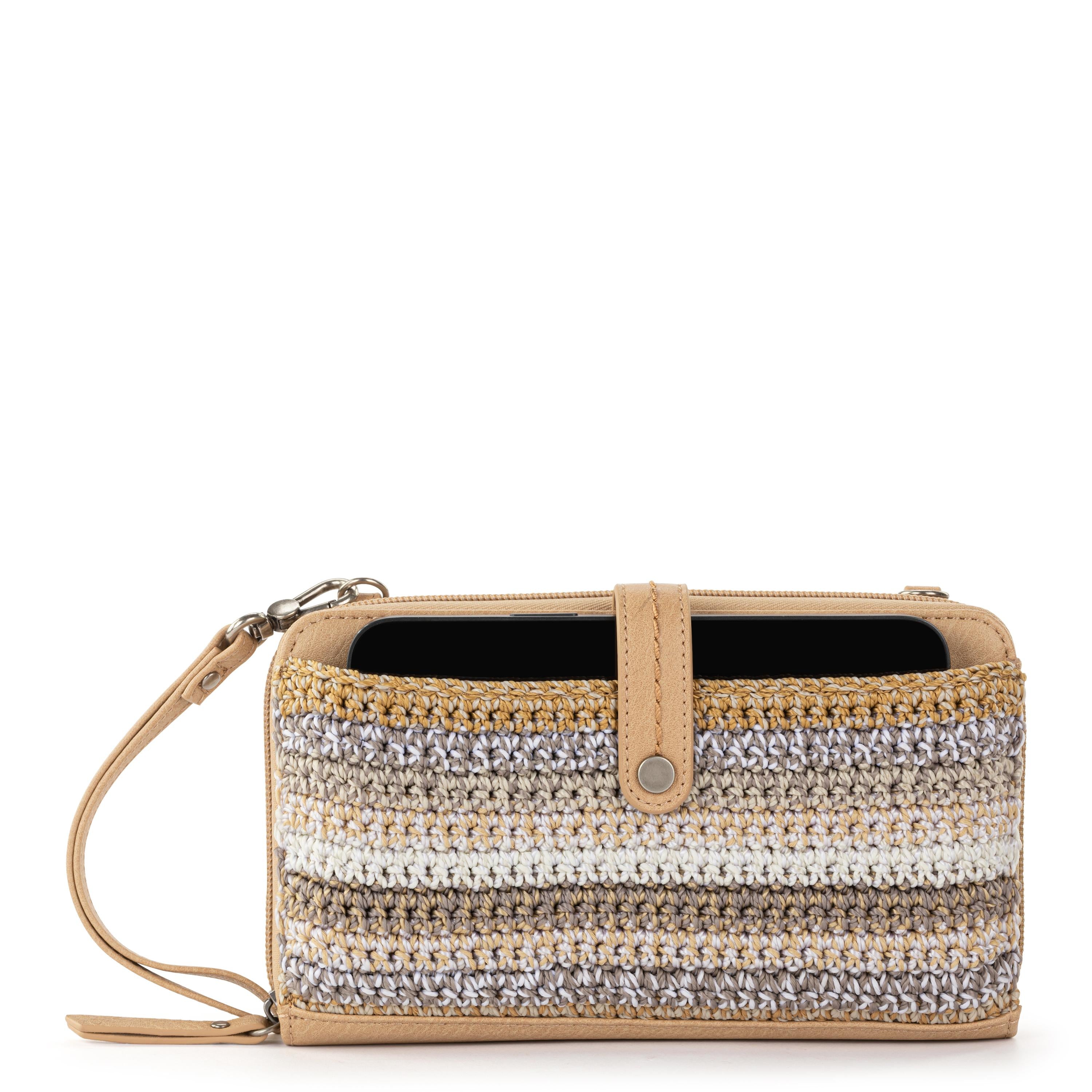The Sak Iris Smartphone Wallet - Hand Crochet - Sand Stripe