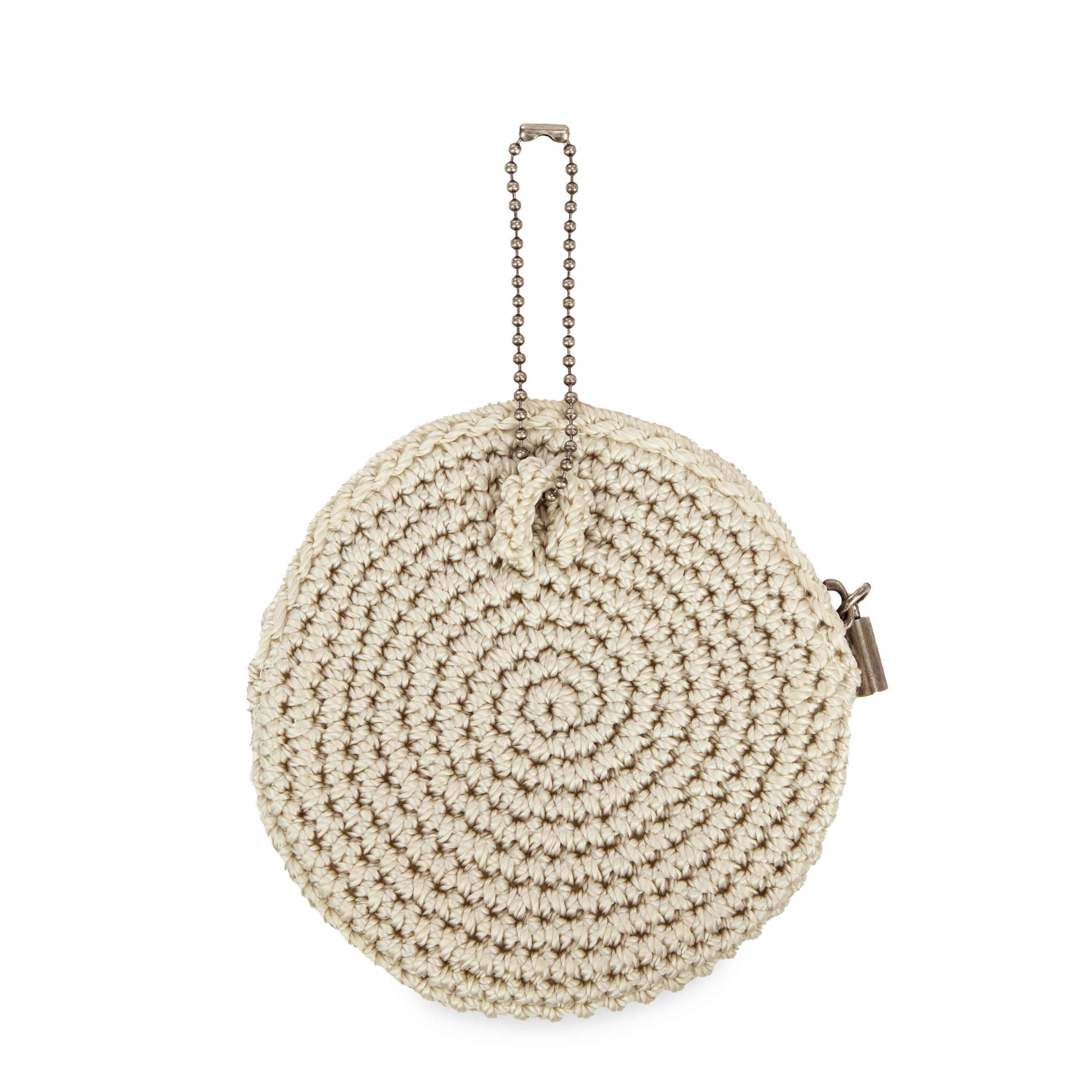 The Sak Circle Coin Pouch - Hand Crochet - Natural Buttercup Flower