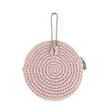 The Sak Circle Coin Pouch - Hand Crochet - Pink Sand Flower