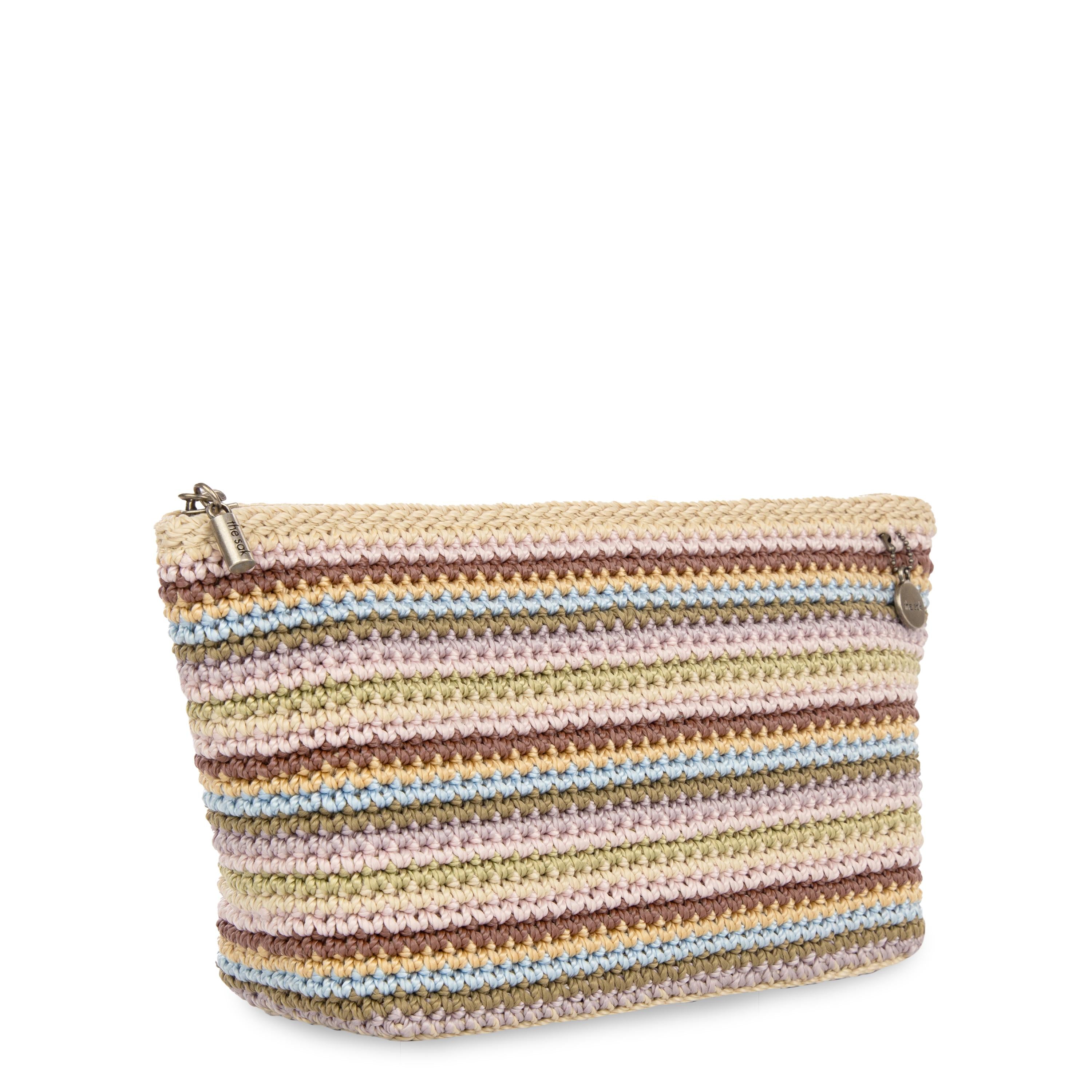 The Sak Essential Pouch - Hand Crochet - Pink Multi Stripe