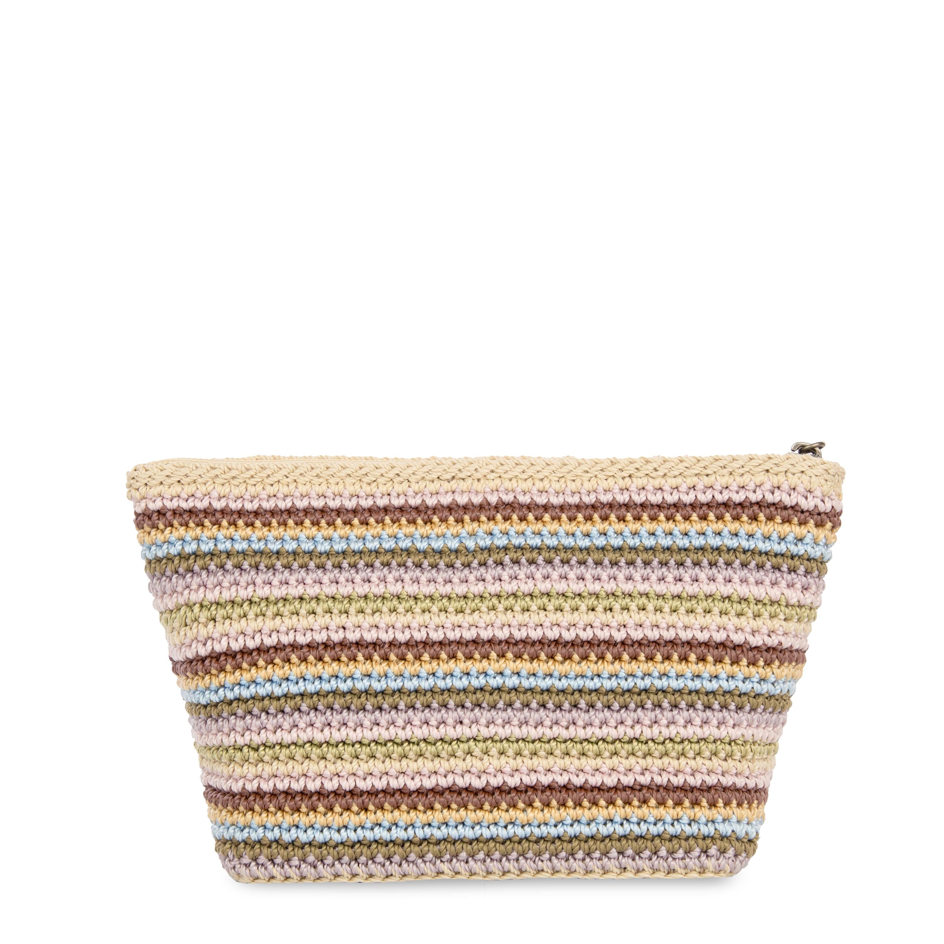 The Sak Essential Pouch - Hand Crochet - Pink Multi Stripe