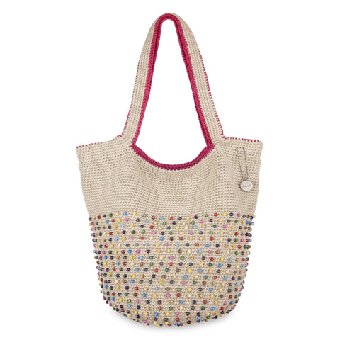The Sak 120 Hobo - Hand Crochet - Ecru Multi Beads