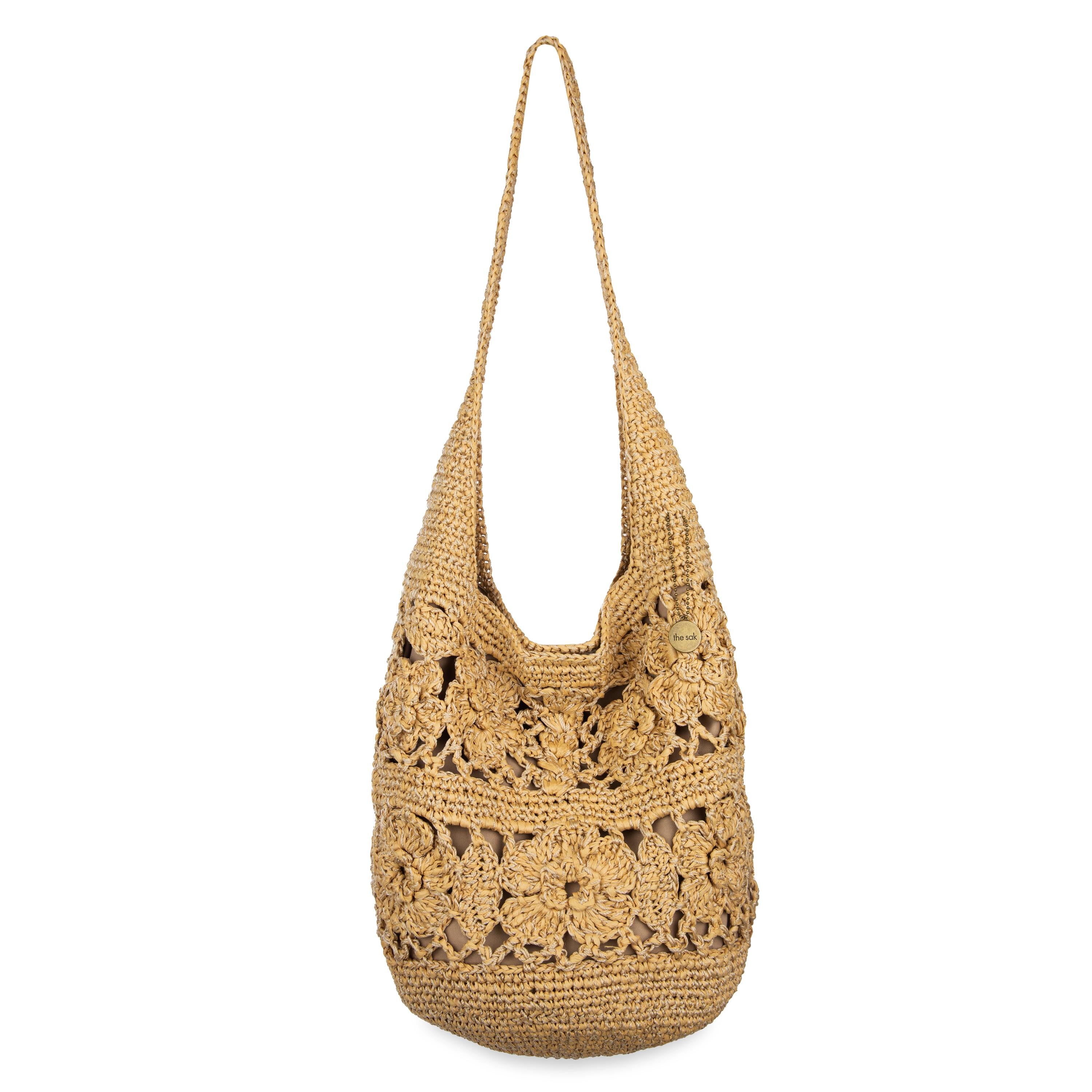 The Sak 120 Hobo - Hand Crochet - Natural Tonal Flower