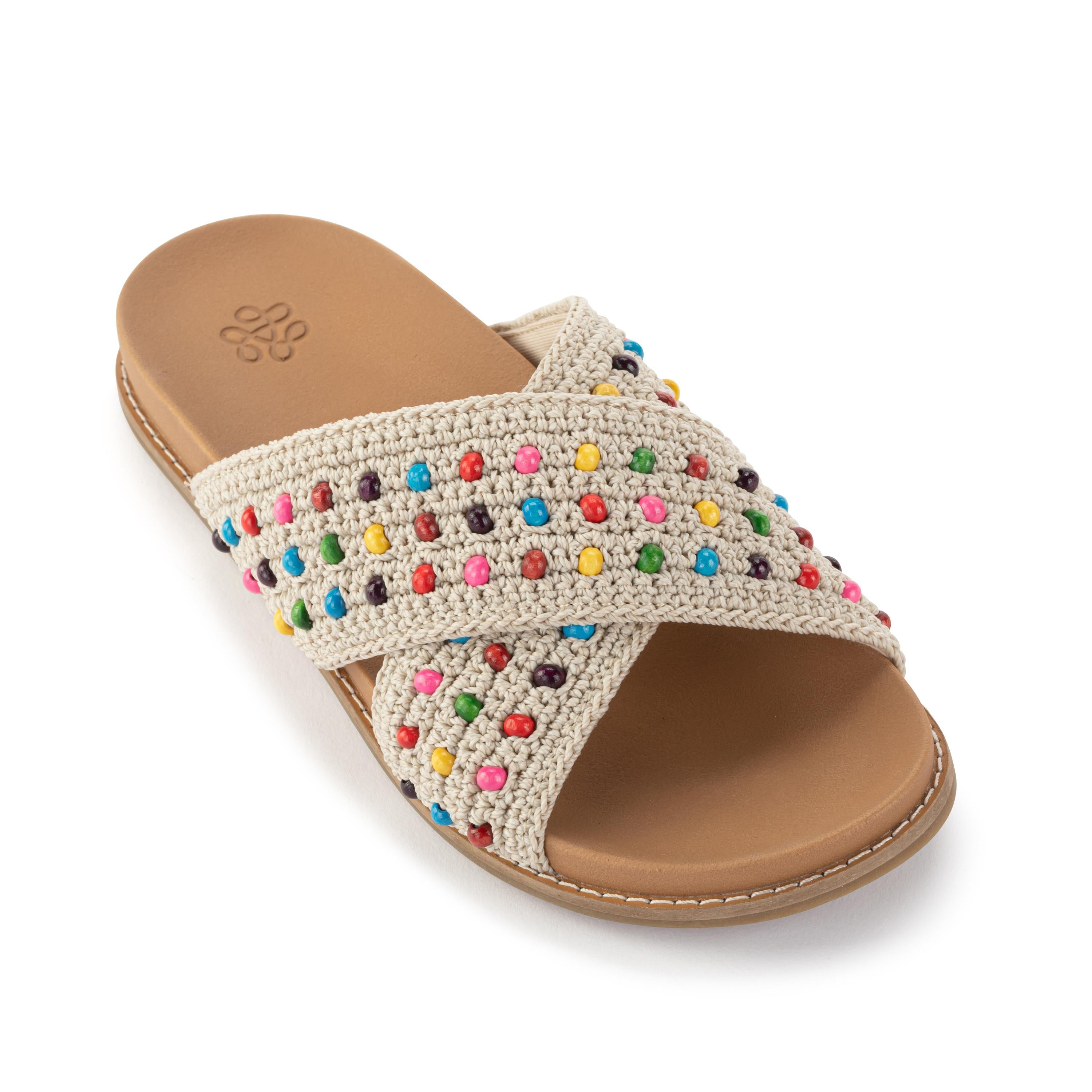 The Sak Penelope Sandal - Hand Crochet - Ecru Multi Beads