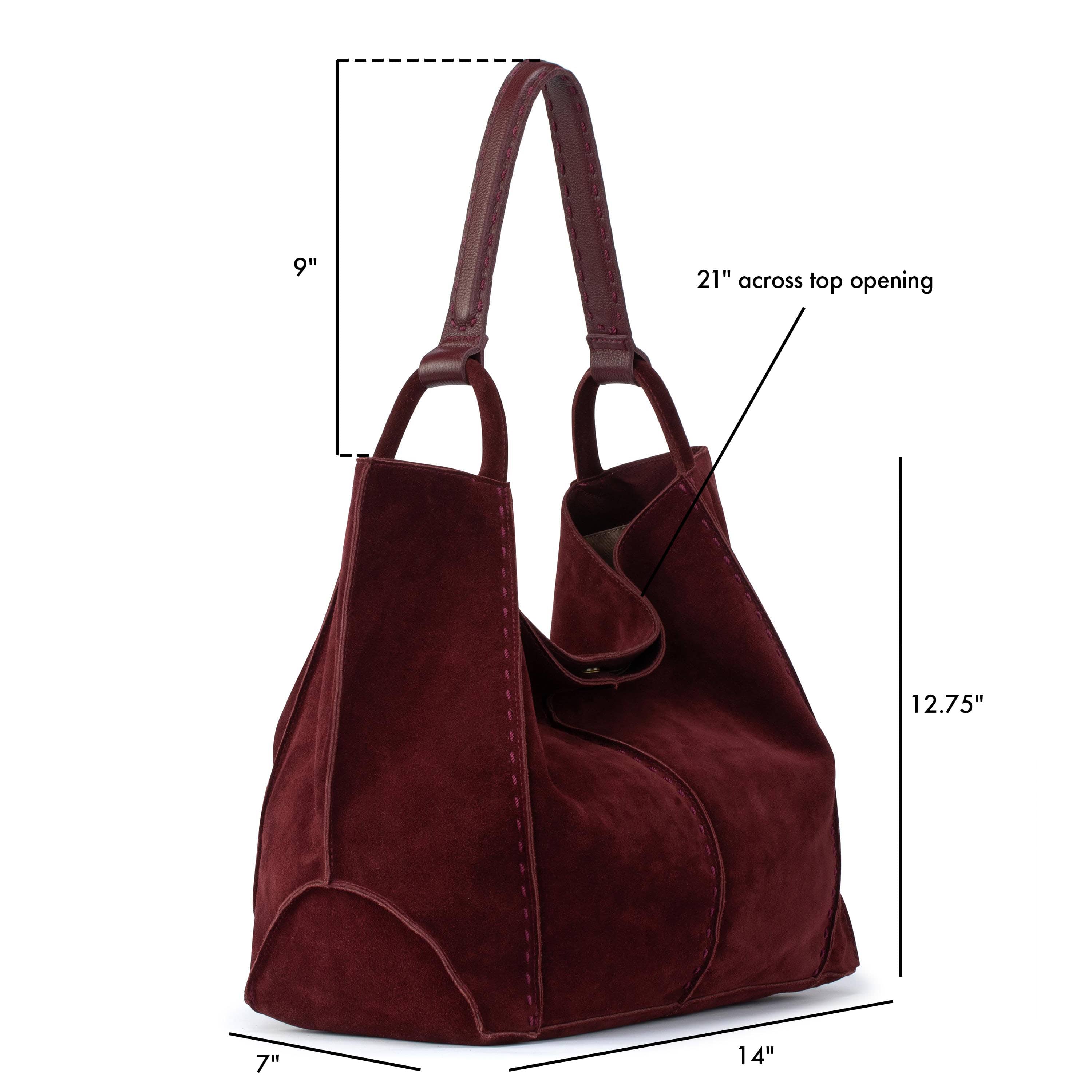 The Sak Los Feliz Large Tote - Leather - Black Cherry Suede