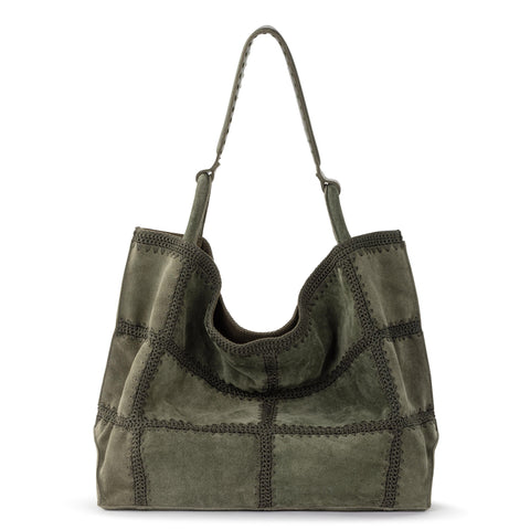 The Sak Los Feliz Large Tote - Leather - Moss Suede Patch