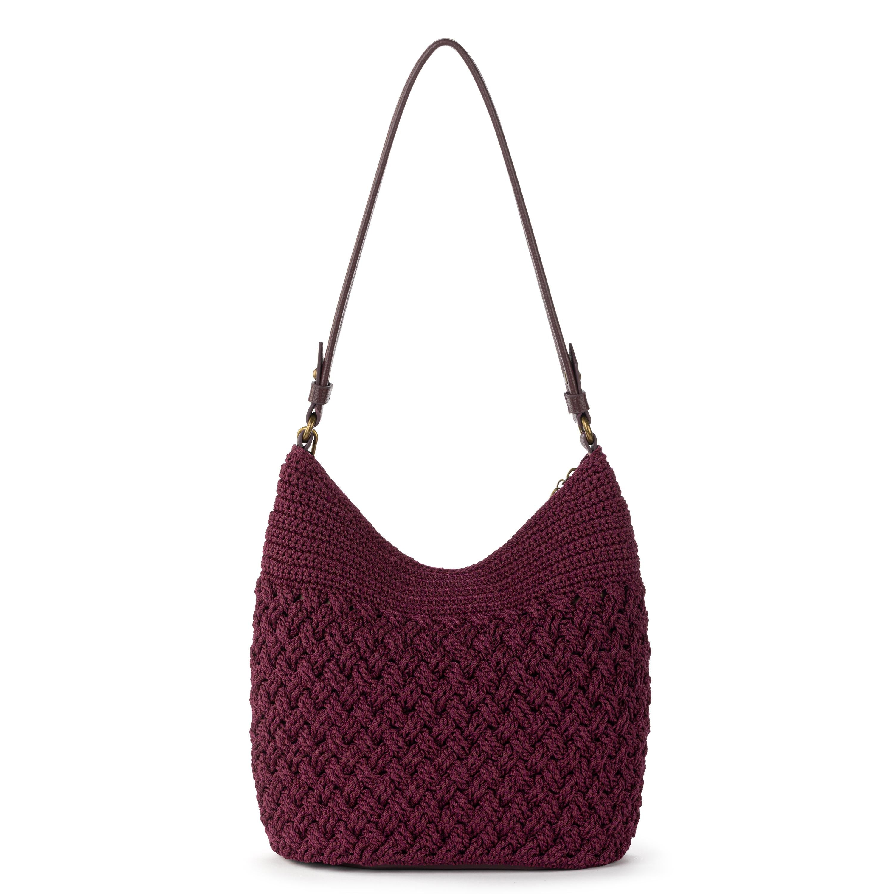 The Sak Sequoia Hobo - Hand Crochet - Black Cherry Cozy Weave
