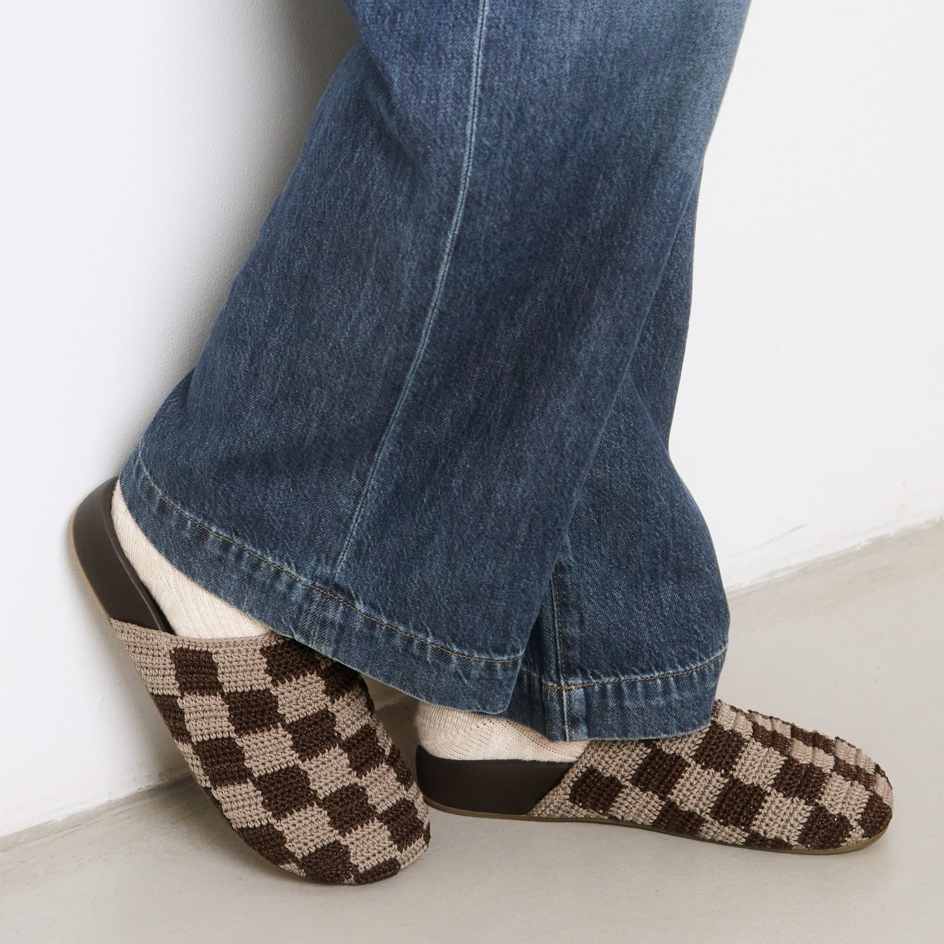 The Sak Bolinas Clog - Hand Crochet - Brown Check