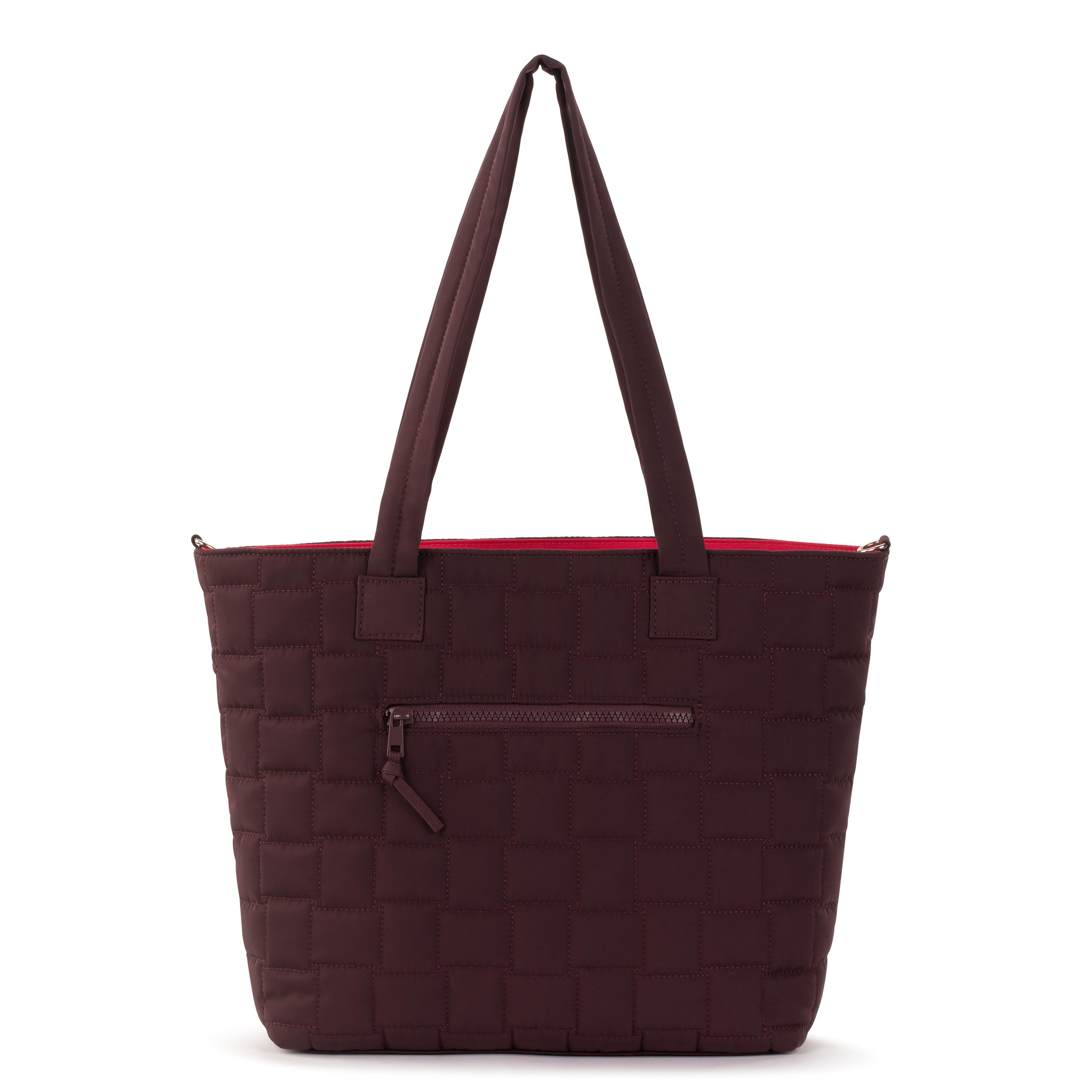 Sakroots Willow Shoulder Tote - EcoTwill - Black Cherry Woven Quilted