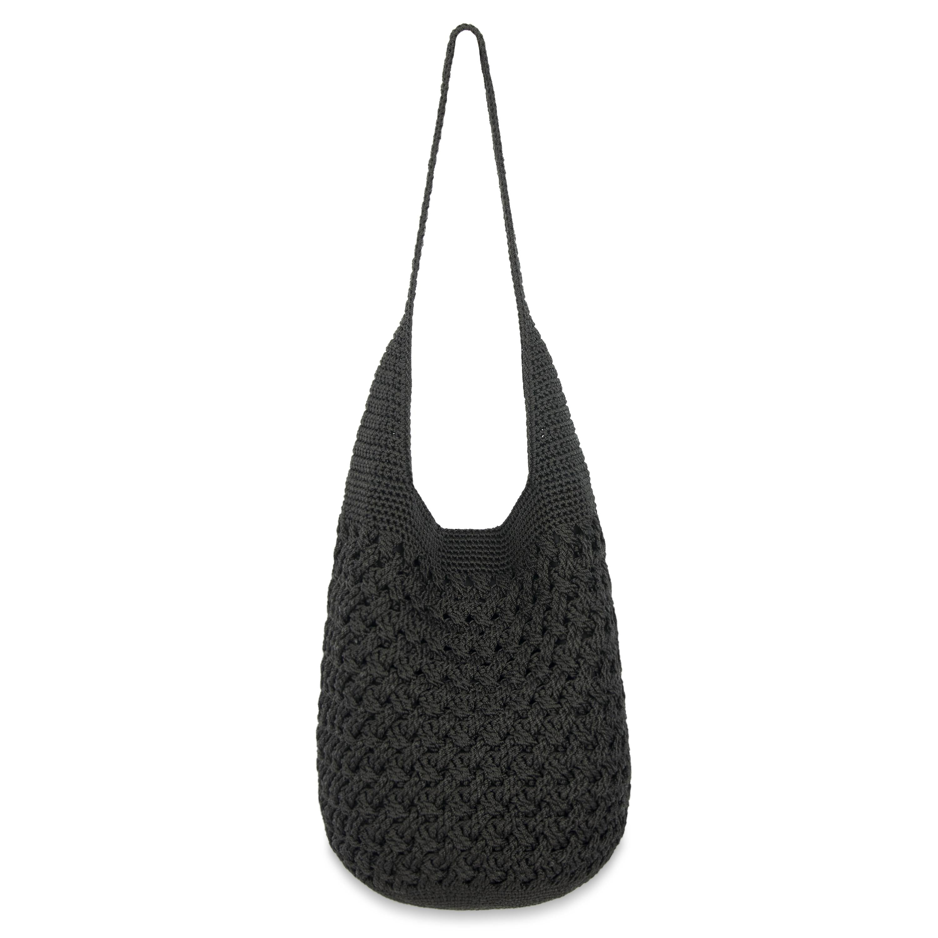 The Sak 120 Hobo - Hand Crochet - Black Cozy Weave