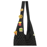 The Sak 120 Hobo - Hand Crochet - Black Cozy Weave