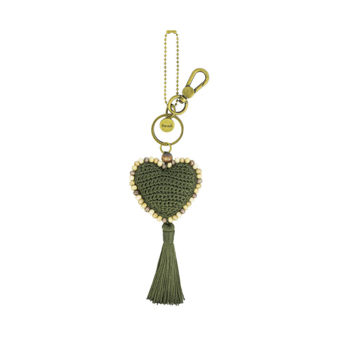 The Sak Yarnicharmz Dangle - Hand Crochet - Moss Tonal Heart