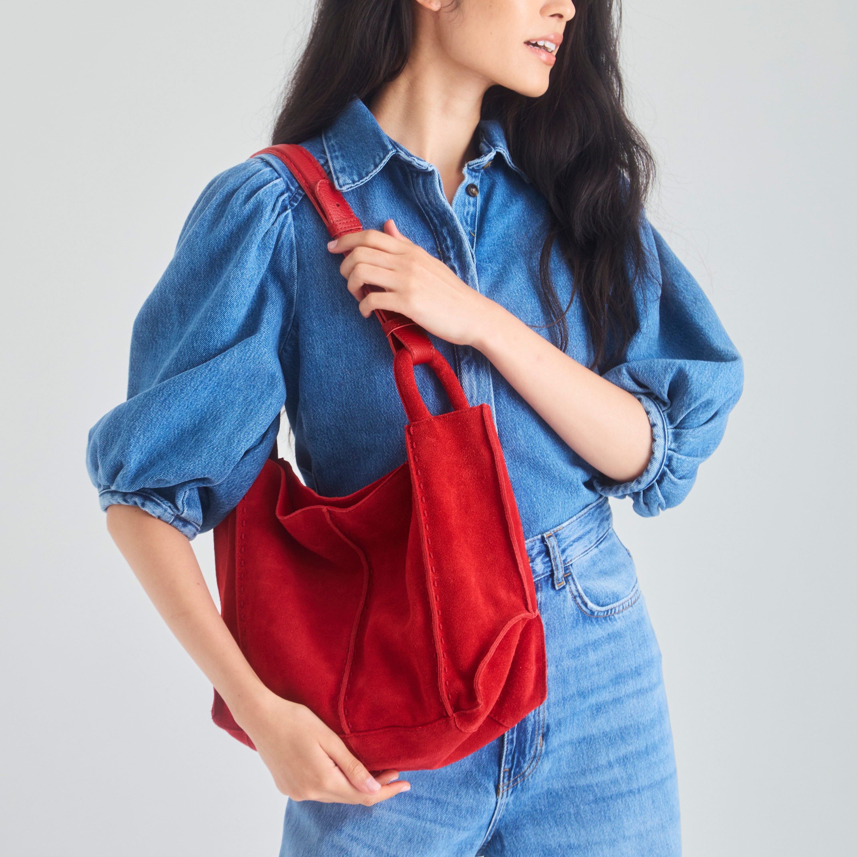 The Sak Los Feliz Medium Tote - Leather - Scarlet Suede