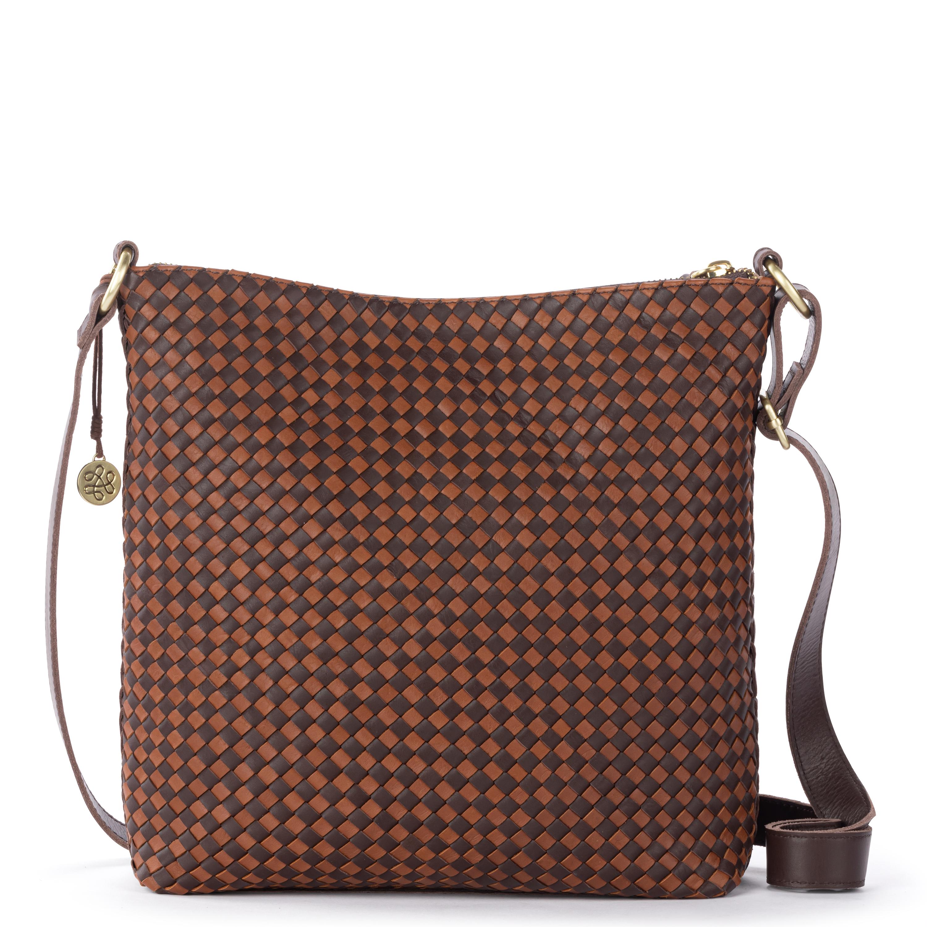 The Sak Lucia Crossbody - Leather - Woven Mahogany Cognac