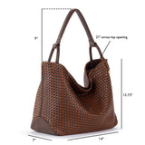The Sak Los Feliz Large Tote - Leather - Woven Mahogany Cognac