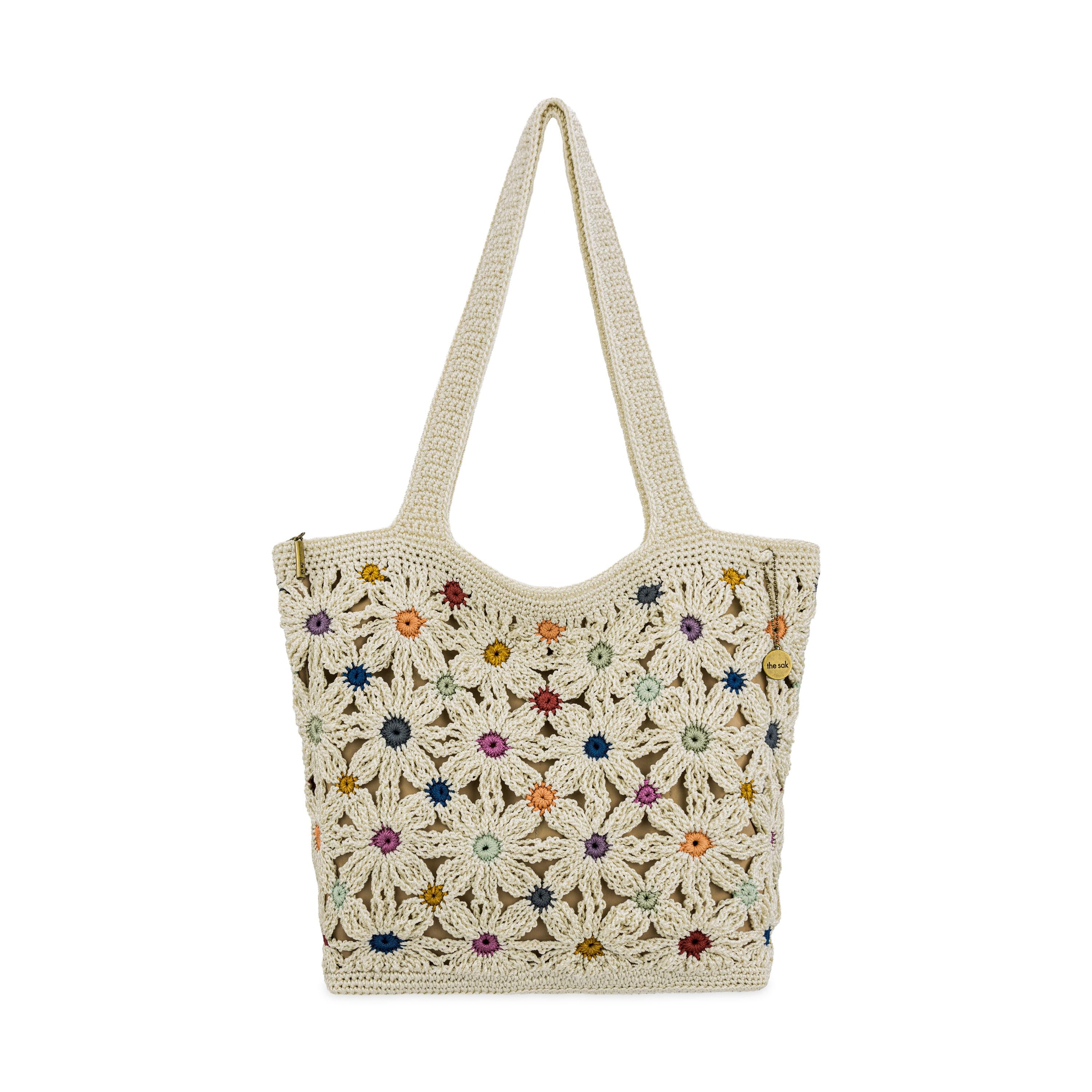 The Sak Crafted Classic Large Carryall - Hand Crochet - Natural Multi Flowers