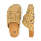 Bolinas Clog - Hand Crochet - Natural Tonal Flower