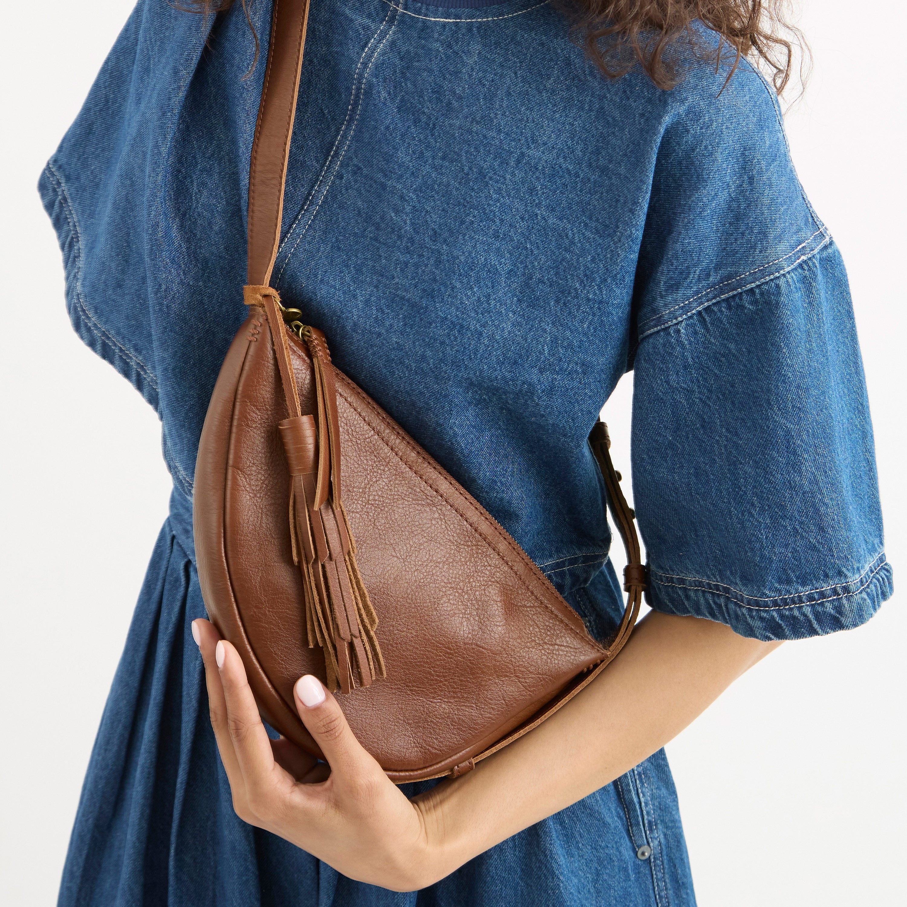 The Sak Tess Crescent Sling - Leather - Whiskey