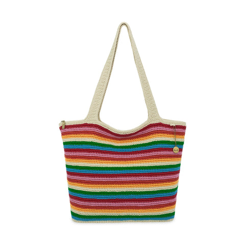 The Sak Sola Carryall Tote - Hand Crochet - Rainbow Stripe