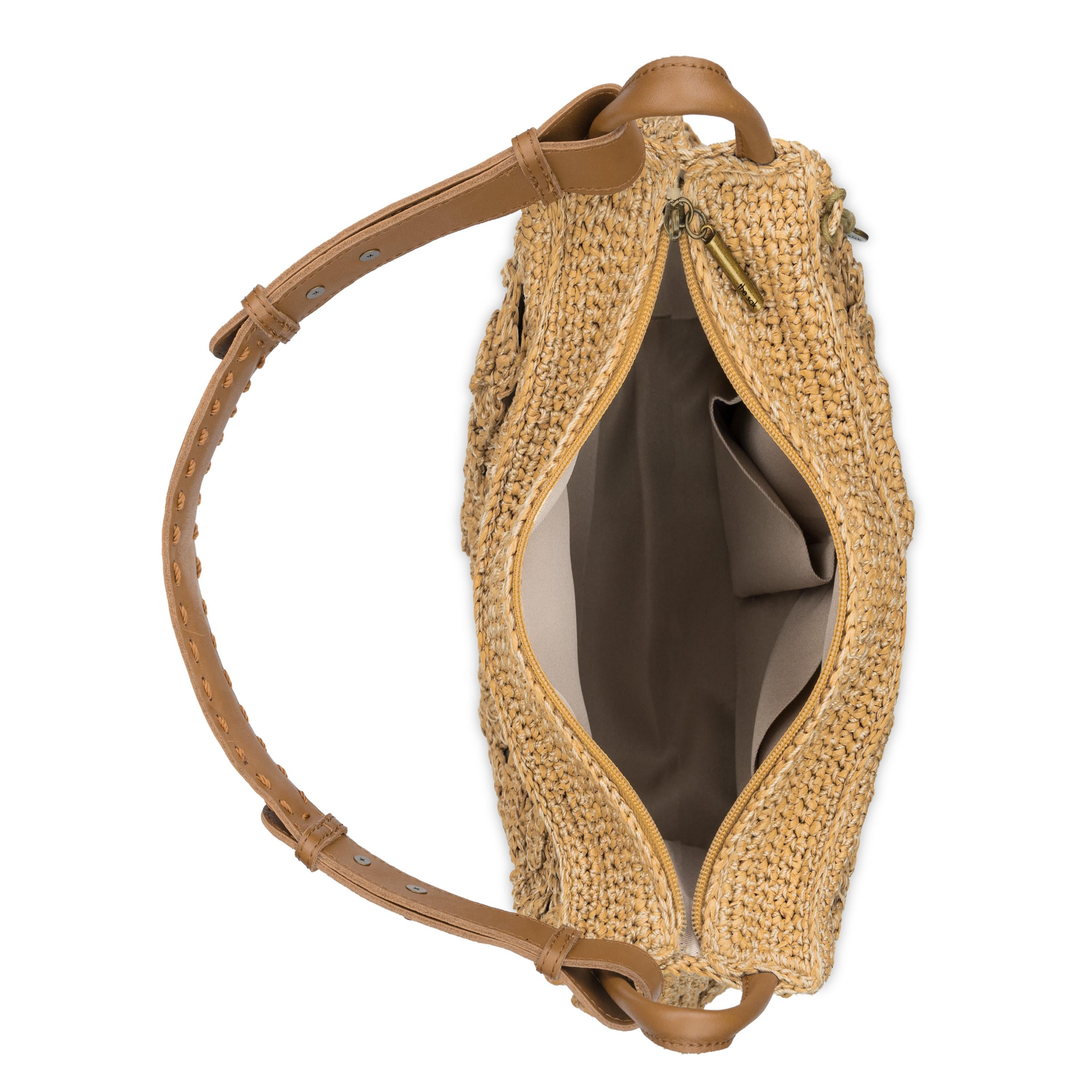 The Sak Los Feliz Hobo - Hand Crochet - Natural Tonal Flower