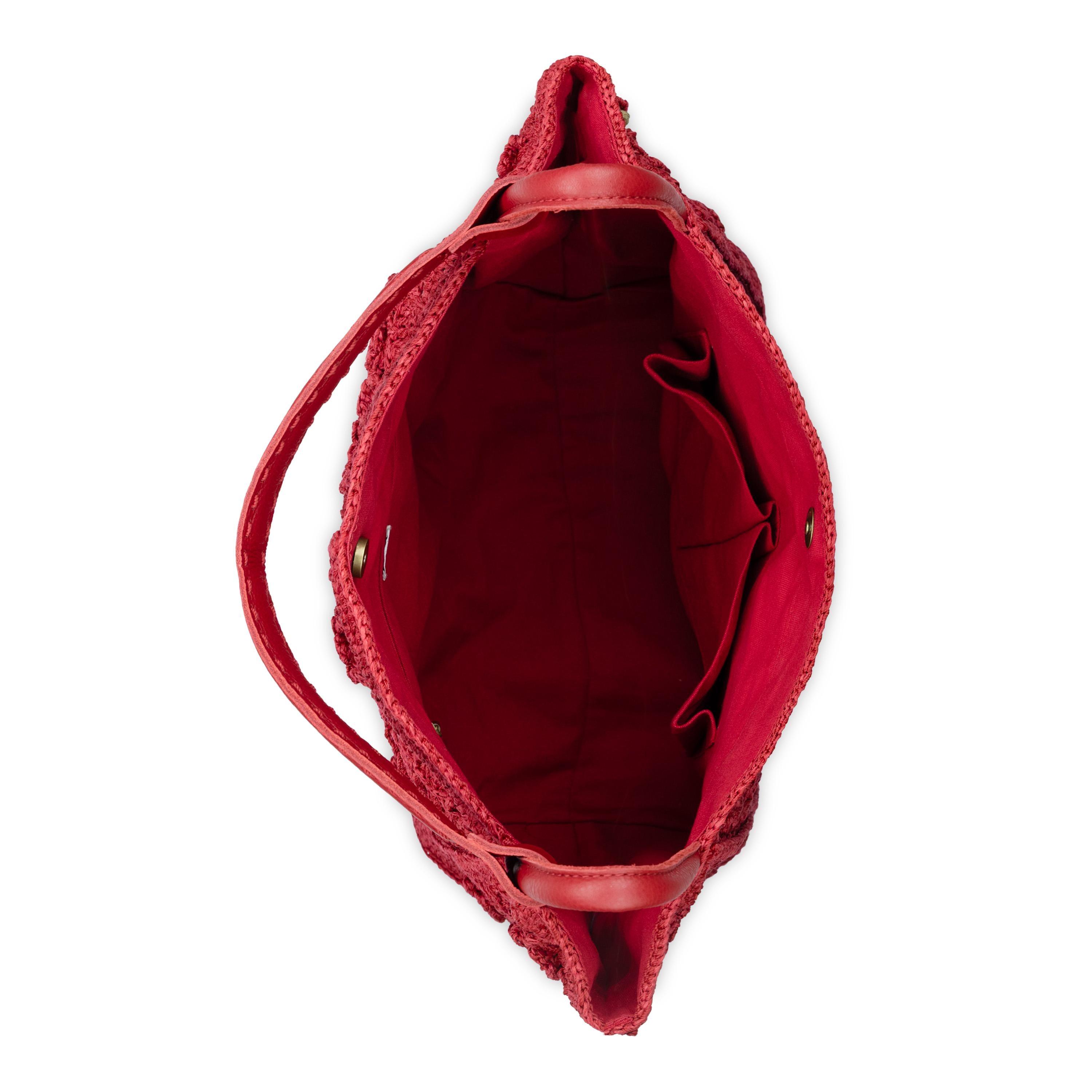 The Sak Los Feliz Large Tote - Hand Crochet - Scarlet Tonal Flower