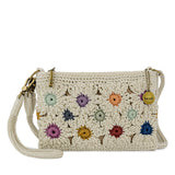 The Sak Vita Convertible Wristlet - Hand Crochet - Natural Multi Flowers