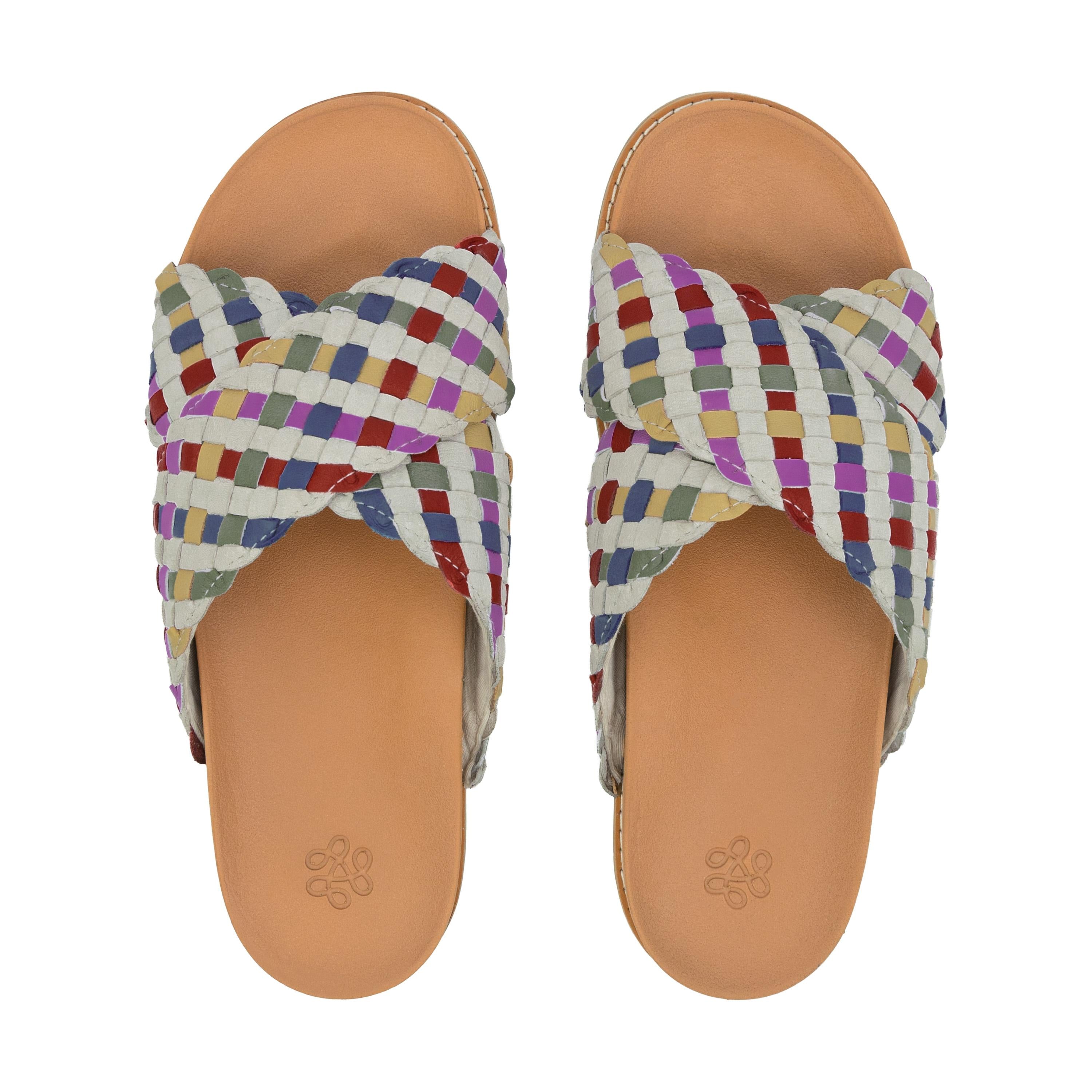 The Sak Penelope Sandal - Leather - Stone Multi Woven