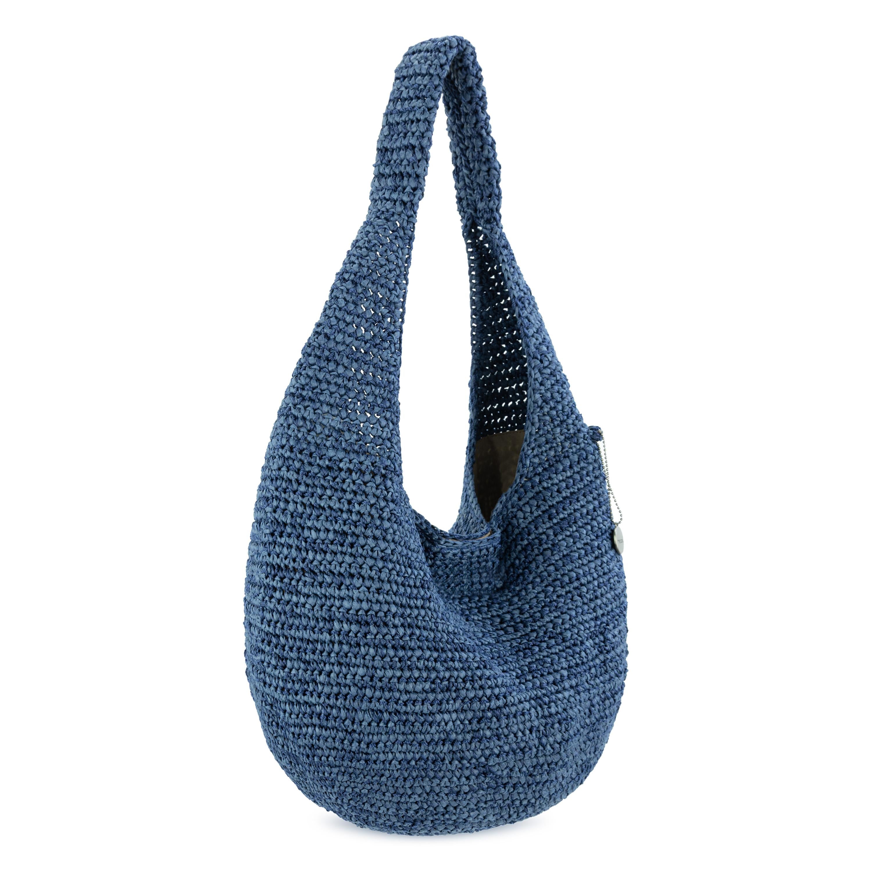 The Sak 120 Shortie Hobo - Hand Crochet - Denim Tonal Straw