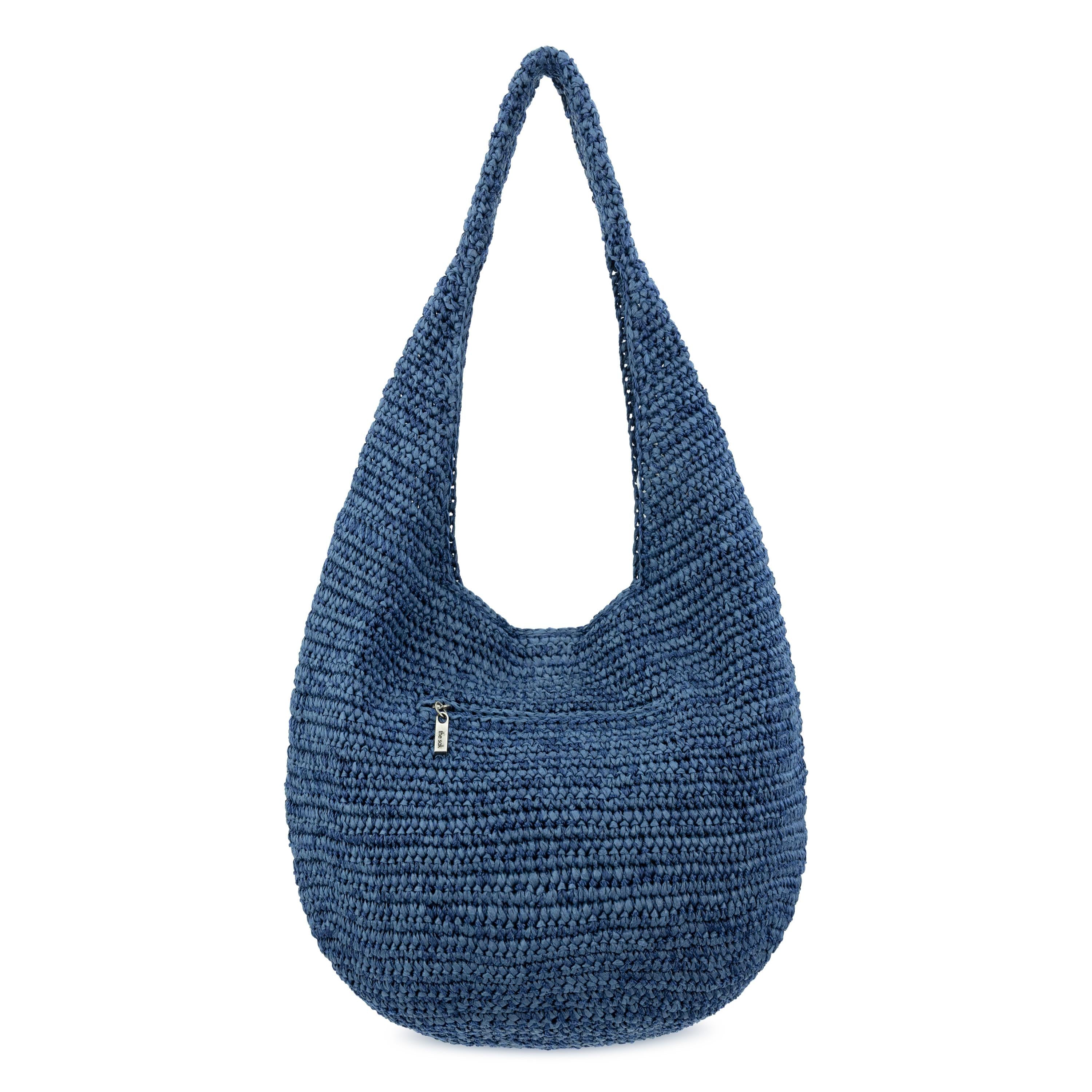The Sak 120 Shortie Hobo - Hand Crochet - Denim Tonal Straw