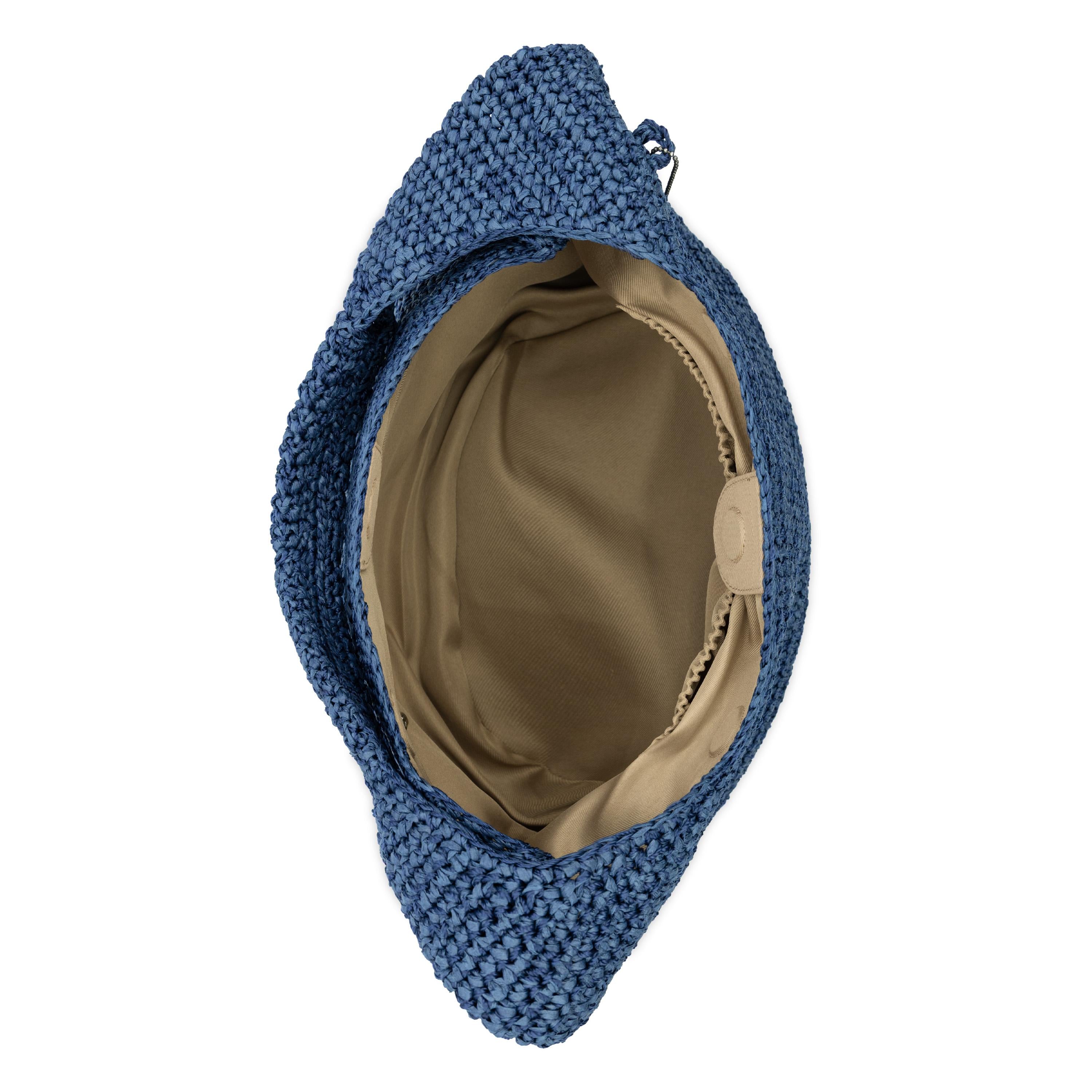 The Sak 120 Shortie Hobo - Hand Crochet - Denim Tonal Straw