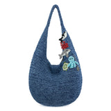 The Sak 120 Shortie Hobo - Hand Crochet - Denim Tonal Straw