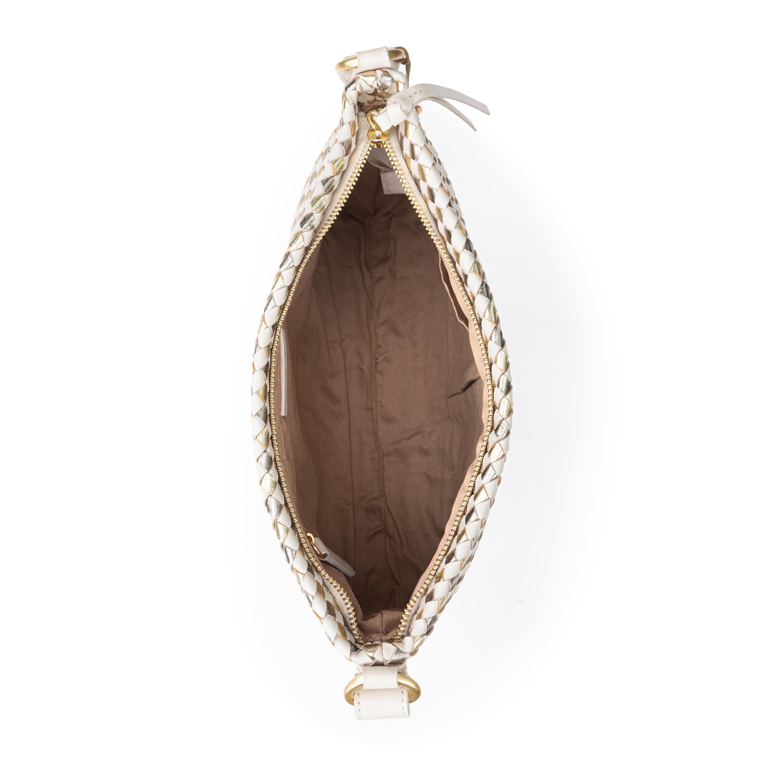 The Sak Melrose Crossbody - Leather - Stone Metallic Woven