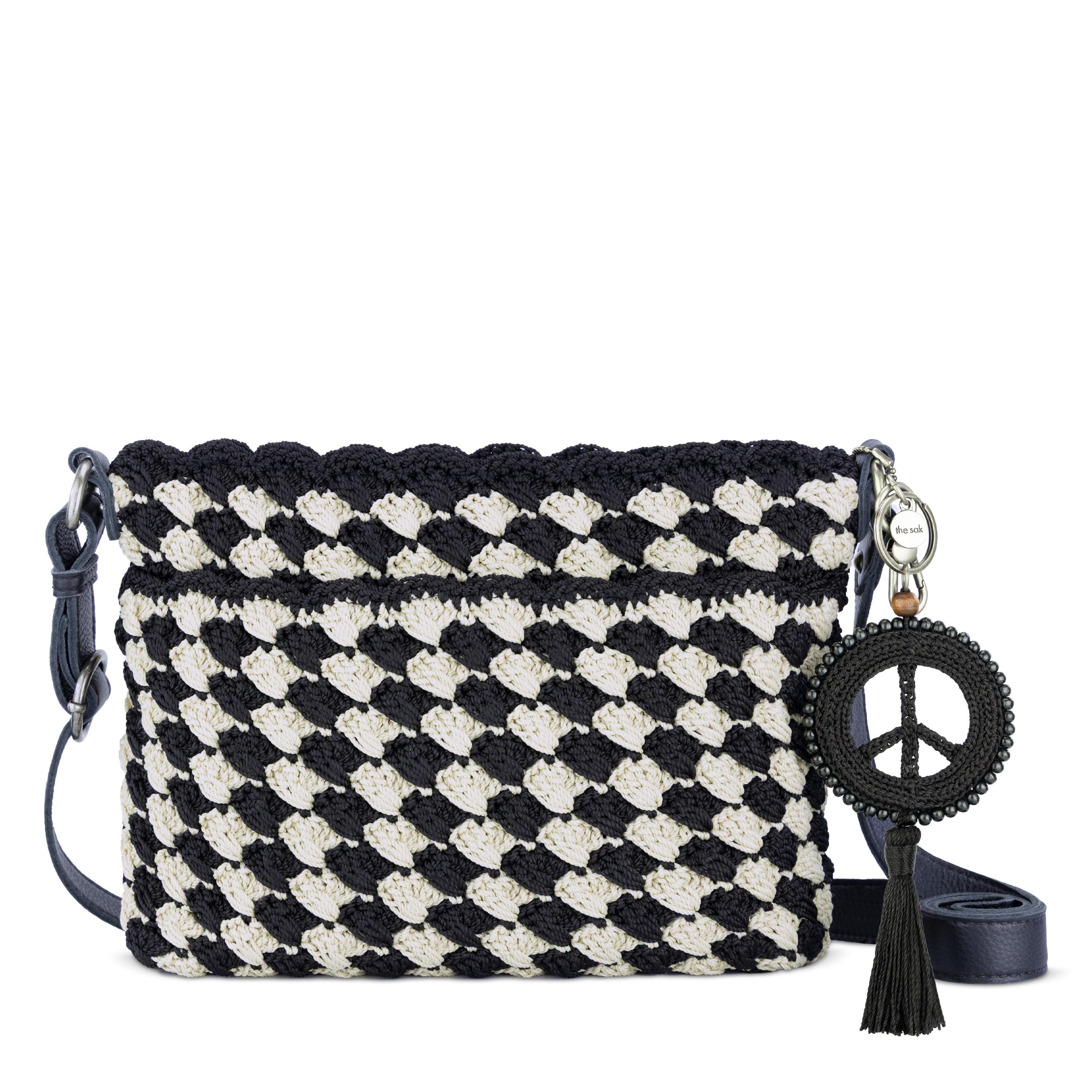 The Sak Yarnicharmz Dangle - Hand Crochet - Black Tonal Peace