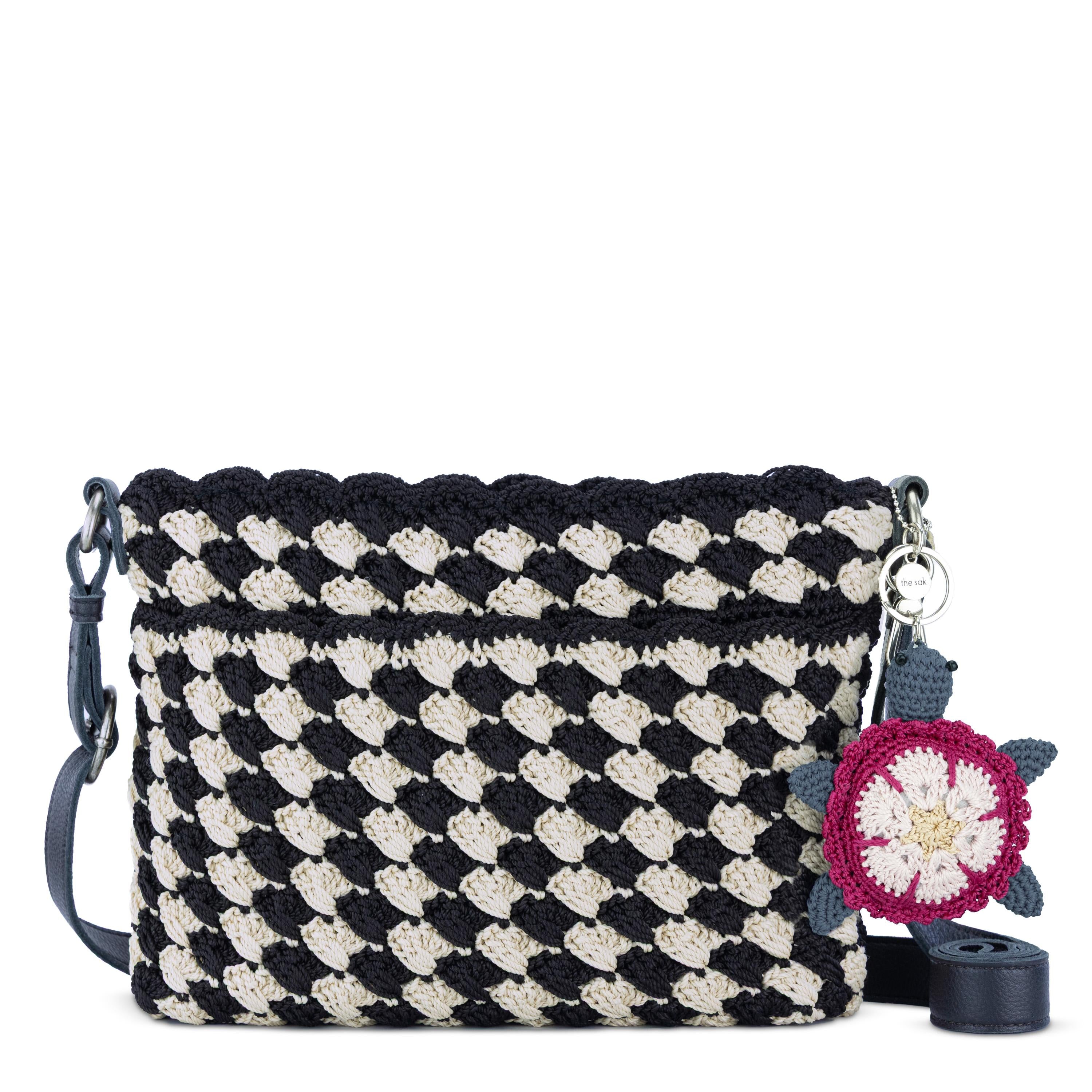 The Sak Melrose Crossbody - Hand Crochet - Black Ecru Shell