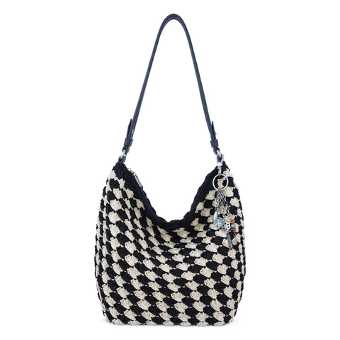 The Sak Sequoia Hobo - Hand Crochet - Black Ecru Shell