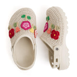 The Sak Bolo Eva Clog - Hand Crochet - Flower Ecru