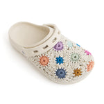 The Sak Bolo Eva Clog - Hand Crochet - Natural Multi Flowers