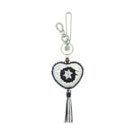 The Sak Yarnicharmz Dangle - Hand Crochet - Black Sparkle Patch Heart