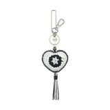 The Sak Yarnicharmz Dangle - Hand Crochet - Black Sparkle Patch Heart