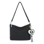 The Sak Yarnicharmz Dangle - Hand Crochet - Black Sparkle Patch Heart