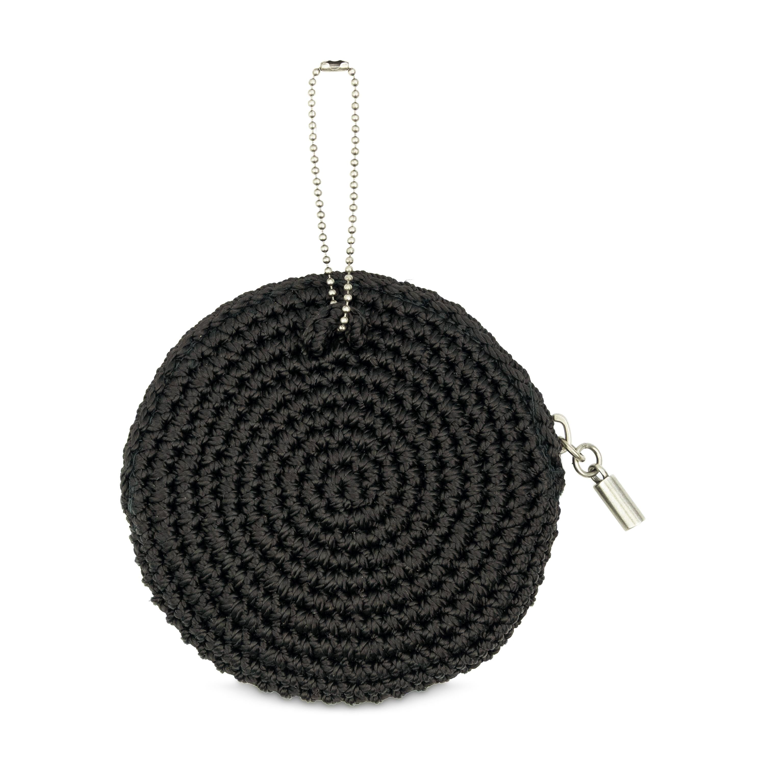 The Sak Circle Coin Pouch - Hand Crochet - Black Pyrite Star
