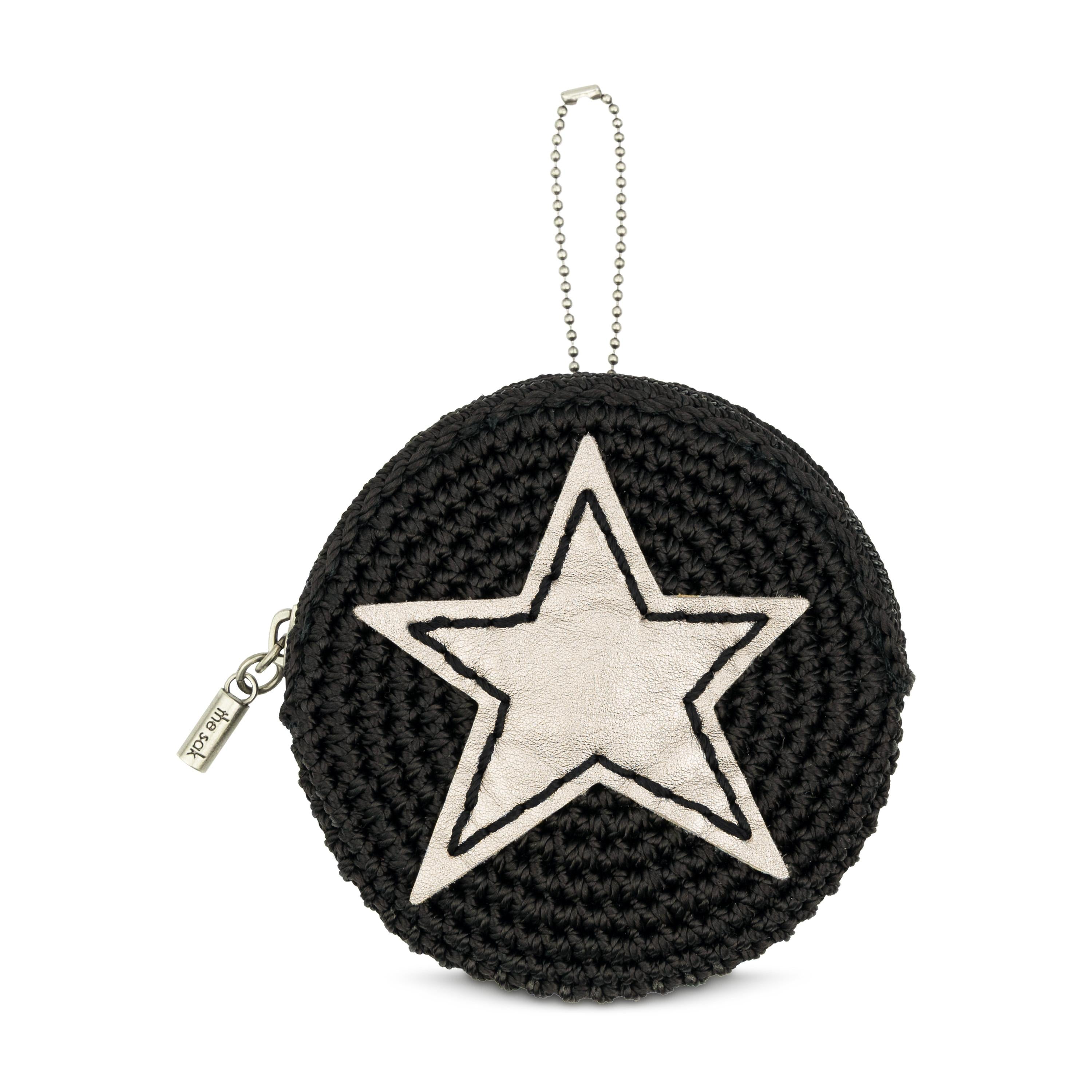 The Sak Circle Coin Pouch - Hand Crochet - Black Pyrite Star